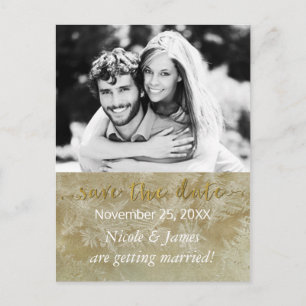 BEWAAR DE DATUM Rustic Kraft Papier Winter Foto Aankondigingskaart