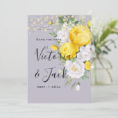 bewaar de datum Rustic lights Gele bloemen   Kaart (Staand voorkant)