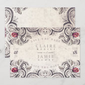 Bewaar de datum, RUSTIC ROSE platte kaart (Voorkant / Achterkant)