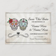 Bewaar de datum Rustic Sugar Skulls Kaart