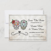 Bewaar de datum Rustic Sugar Skulls Kaart (Voorkant)