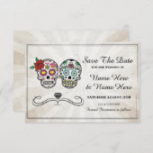 Bewaar de datum Rustic Sugar Skulls Kaart (Voorkant / Achterkant)