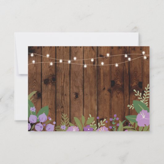 Bewaar de datum Rustic Wood Lila Flowers Invite Save The Date (Achterkant)