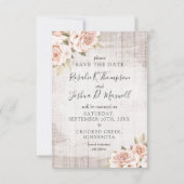 Bewaar de datum Rustic Wood & Romantic Roses Kaart (Voorkant)