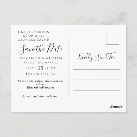 Bewaar de datum Rustiek Dusty Blue Winter Forest Briefkaart (Achterkant)