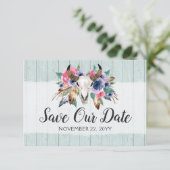 Bewaar de datum Rustieke Bloemen Koe Schedel Boho Save The Date (Staand voorkant)