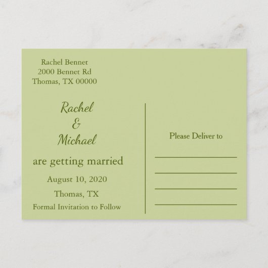 Bewaar de datum Rustieke Bos Aankondigingskaart (Achterkant)