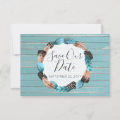 Bewaar de datum Rustieke Turquoise Veren Boho Pijl Kaart (Voorkant)
