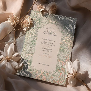 Bewaar de datum Sage Green Pimpernel Vintage Morri Folie Uitnodiging