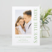 Bewaar de datum Sage groene stijlvolle moderne tro Save The Date (Staand voorkant)