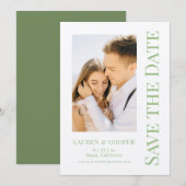 Bewaar de datum Sage groene stijlvolle moderne tro Save The Date (Voorkant / Achterkant)