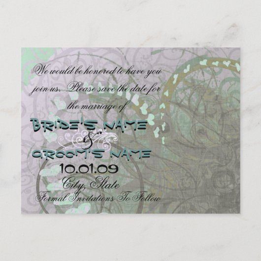 Bewaar de datum Sage Hearts - Aankondigingskaart (Achterkant)