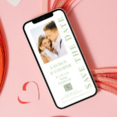 Bewaar de datum salie groene QR-code moderne trouw Save The Date