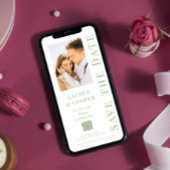 Bewaar de datum salie groene QR-code moderne trouw Save The Date