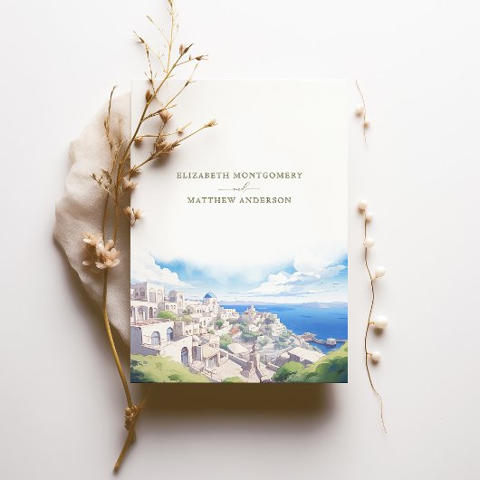 Bewaar de datum Santorini Griekenland Bestemming Kaart