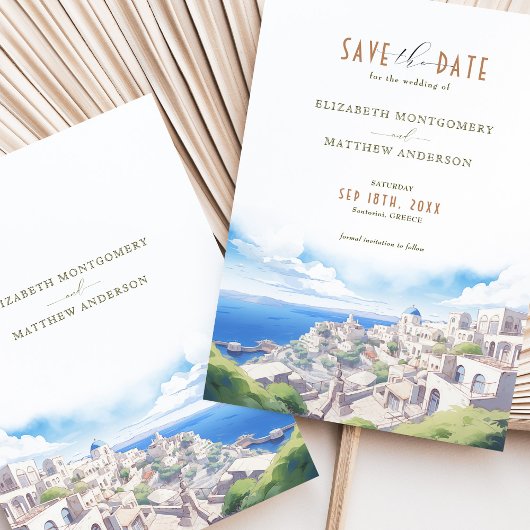 Bewaar de datum Santorini Griekenland Bestemming Kaart