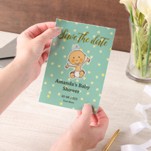 Bewaar de datum schattig pasgeboren baby shower vellum uitnodigingen
