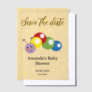 Bewaar de datum schattig rups baby shower vellum uitnodigingen
