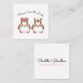 Bewaar de datum schattige lesbische teddybeer contactkaartje (Voorkant / Achterkant)