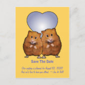 Bewaar de datum: Schattigee hamster paar: Hart Aankondigingskaart (Voorkant)