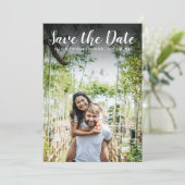Bewaar de datum script eenvoudig modern foto save the date (Staand voorkant)
