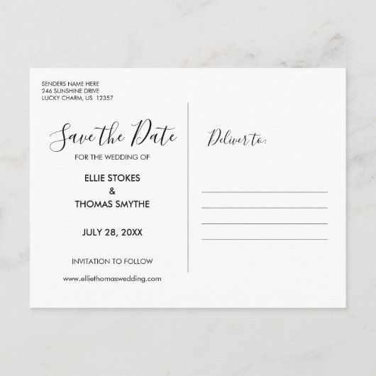 Bewaar de datum script foto aankondigingskaart (Achterkant)