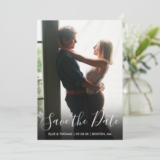 Bewaar de datum script foto kaart (Staand voorkant)