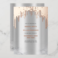 Bewaar de datum Silver Pink Glitter Drips Folie Ka