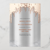 Bewaar de datum Silver Pink Glitter Drips Folie Ka Feestdagenkaart (Voorkant)