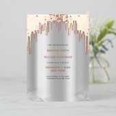 Bewaar de datum Silver Pink Glitter Drips Folie Ka Feestdagenkaart (Staand Voorkant)