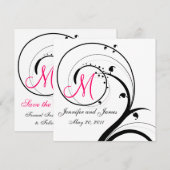 Bewaar de datum Slinger Monogram Trouwkaart Save The Date (Voorkant / Achterkant)