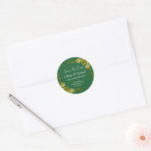 Bewaar de datum - Smaragdgroen & Goud Ronde Sticker (Envelop)