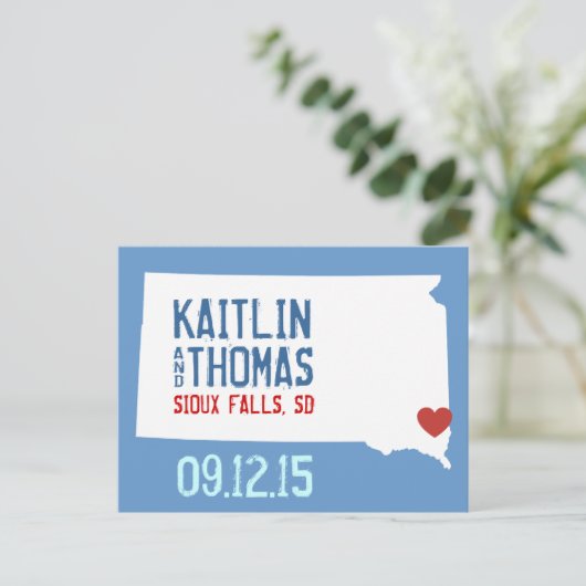Bewaar de datum - - South Dakota Aankondigingskaart (Staand voorkant)