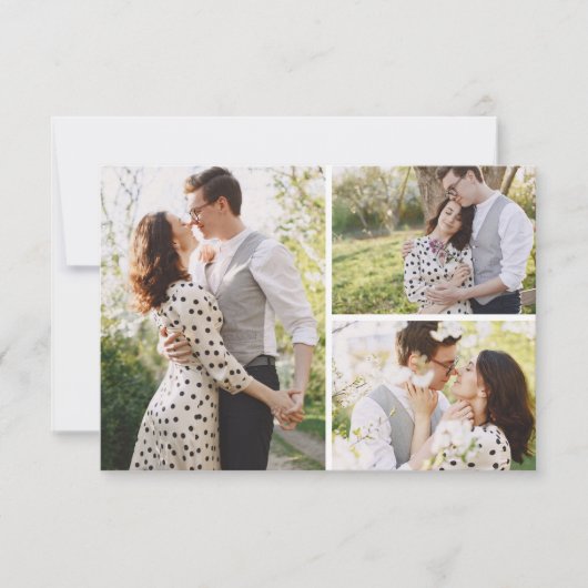 Bewaar de datum Southern Cotton 3-foto bruiloft Ka Kaart (Voorkant)