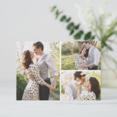 Bewaar de datum Southern Cotton 3-foto bruiloft Ka Kaart (Staand voorkant)