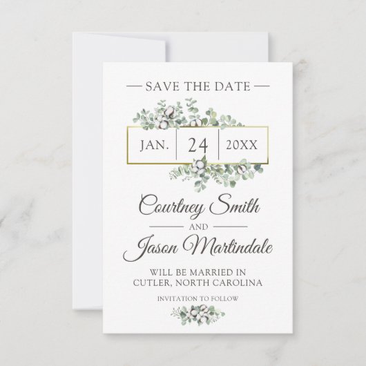 Bewaar de datum Southern Cotton Country Wedding Ka Kaart (Voorkant)