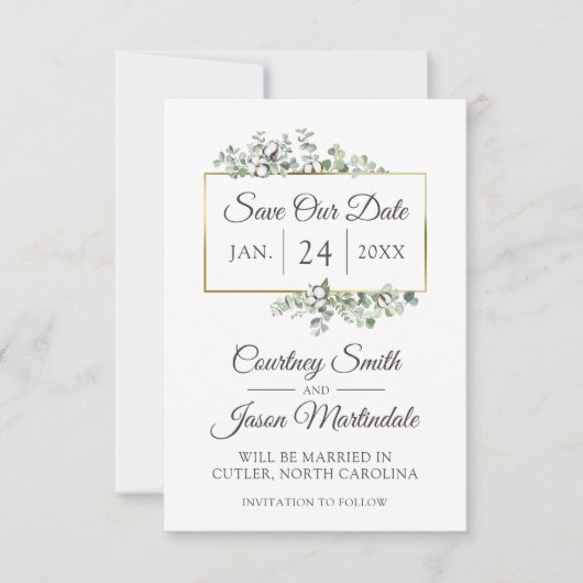 Bewaar de datum Southern Cotton Country Wedding Ka Kaart (Voorkant)