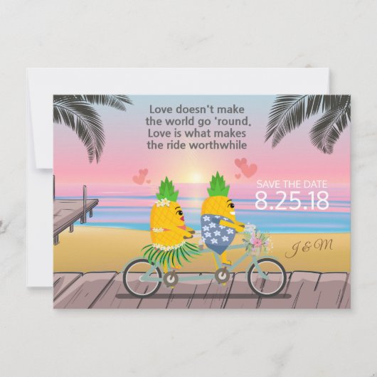 Bewaar de datum speelse ananas save the date (Voorkant)