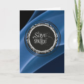 Bewaar de datum (Spreuken 18:22) Blauw/Zwart/Zilve Kaart (Voorkant)