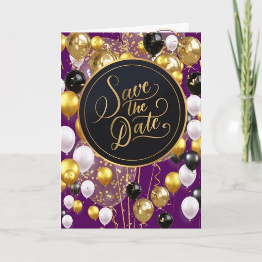 Bewaar de datum (Spreuken 18:22) Paarse/Goud/Wit Kaart (Voorkant)