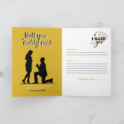 Bewaar de datum (Spreuken 18:22) Zwart/Goud/Wit Kaart (Binnen)