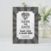 Bewaar de datum Steampunk Wedding Hearts Cogs Save The Date (Staand voorkant)