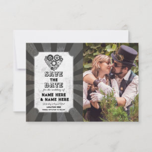 Bewaar de datum Steampunk Wedding Hearts Foto Save The Date