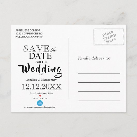 Bewaar de datum Stijlvolle witte en gouden sneeuwv Aankondigingskaart (Achterkant)