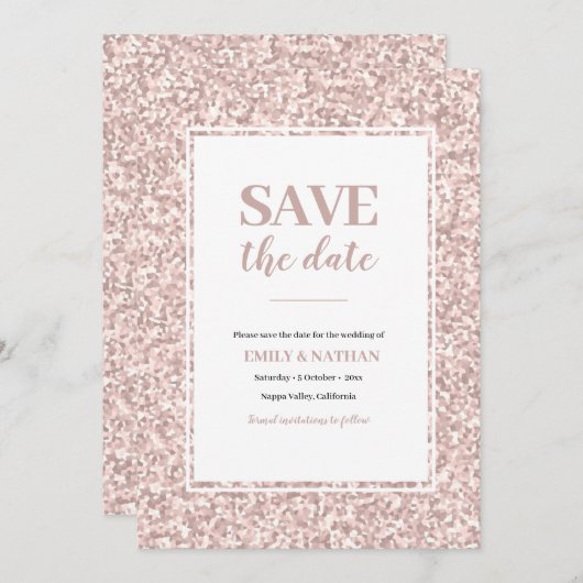 Bewaar de datum Stof Roze Uitnodiging (Voorkant / Achterkant)