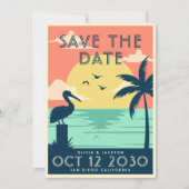  Bewaar de datum Strand Bestemming Bruiloft Kaart (Voorkant)