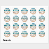 Bewaar de datum strandfoto ronde sticker (Vel)