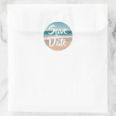 Bewaar de datum strandfoto ronde sticker (Tas)