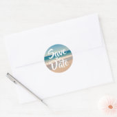 Bewaar de datum strandfoto ronde sticker (Envelop)