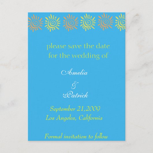 Bewaar de datum - Summer Suns Briefkaart (Voorkant)